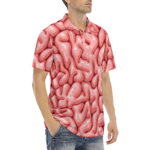 Brain Pattern Velvet Polo Shirt - Image 3