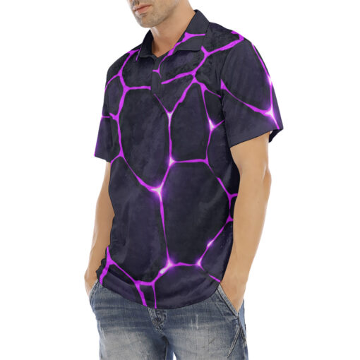 Cracked Purple Magic Glow Velvet Polo Shirt