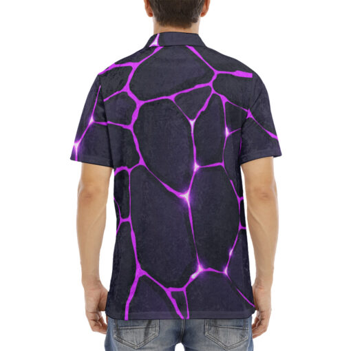 Cracked Purple Magic Glow Velvet Polo Shirt - Image 4