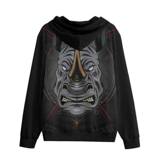 Rhino Art Print Zip Up Hoodie - Image 2