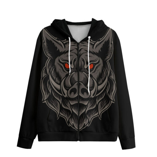 Boar Art Print Zip Up Hoodie