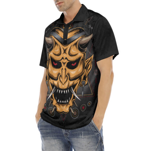 Japanese Devil Mask Velvet Polo Shirt