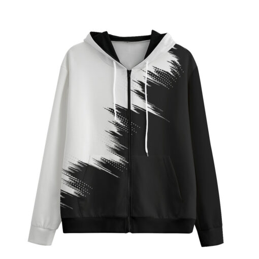 Black White Modern Grunge Zip Up Hoodie