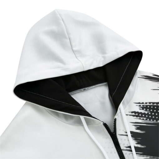 Black White Modern Grunge Zip Up Hoodie - Image 3