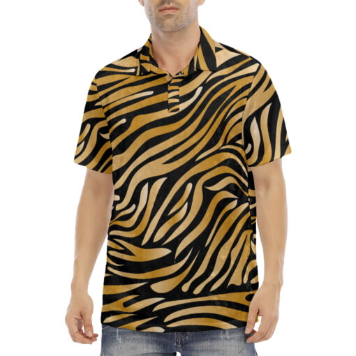 Tiger Pattern Velvet Polo Shirt - Image 2