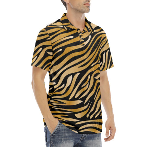 Tiger Pattern Velvet Polo Shirt - Image 3