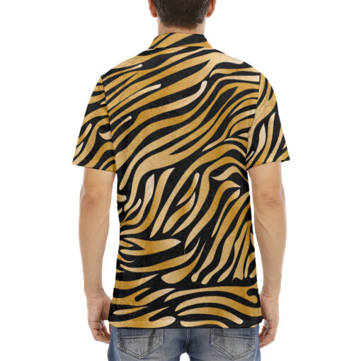 Tiger Pattern Velvet Polo Shirt - Image 4