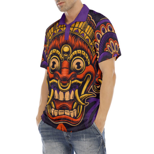 Traditional Bali Masks Velvet Polo Shirt