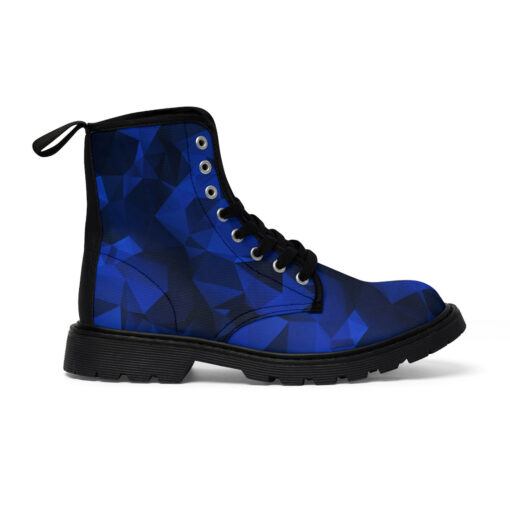 Polygonal Blue Geometric Canvas Boots - Image 3