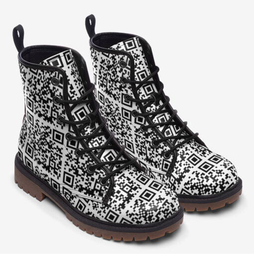 QR Code Trendy Leather Boots - Image 2