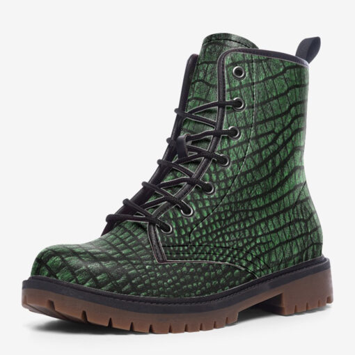 Green Alligator Texture Trendy Leather Boots - Image 3