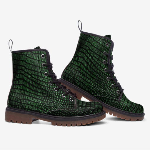 Green Alligator Texture Trendy Leather Boots