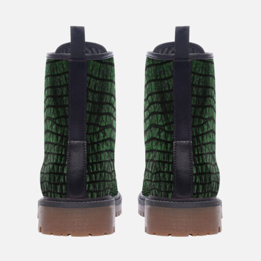 Green Alligator Texture Trendy Leather Boots - Image 4