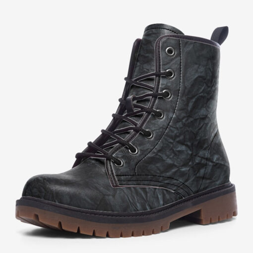 Crumpled Black Paper Trendy Leather Boots - Image 3