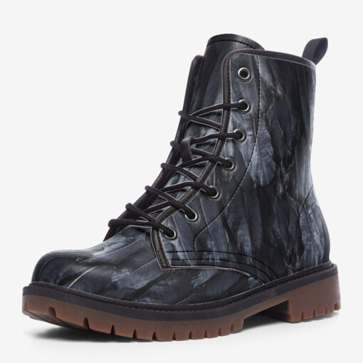 Black Raven Plumage Trendy Leather Boots - Image 3