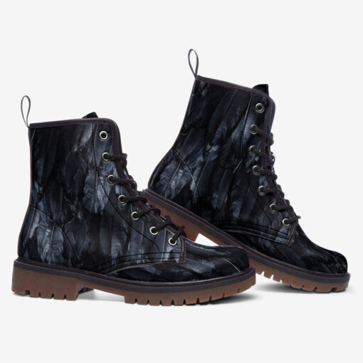 Black Raven Plumage Trendy Leather Boots