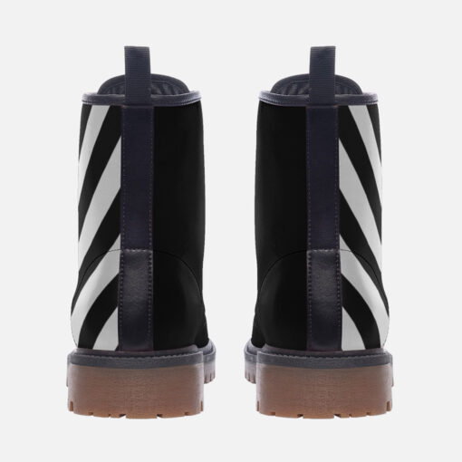 Black and White Stripes Trendy Leather Boots - Image 4