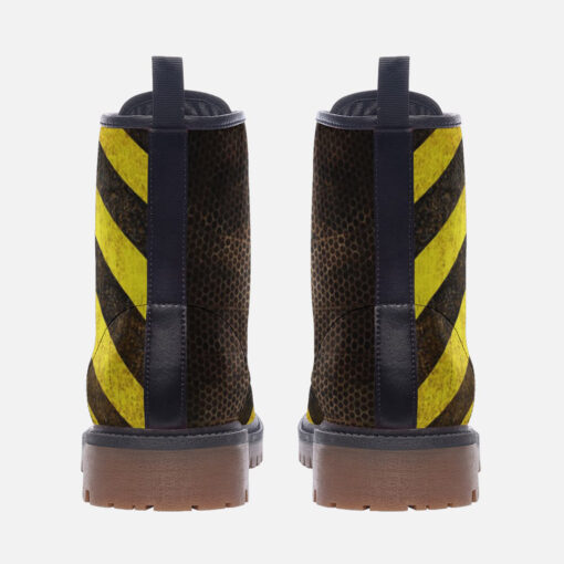 Rusty Mesh Yellow Stripes Trendy Leather Boots - Image 4