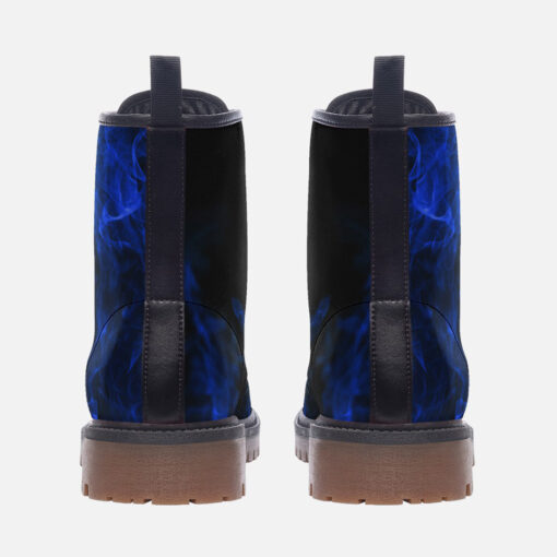 Blue Neon Fire And Smoke Trendy Leather Boots - Image 4