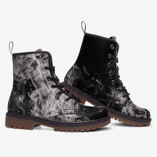 White Fire And Smoke Trendy Leather Boots