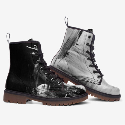 Black and White Paint Art Trendy Leather Boots