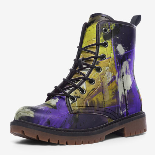 Modern Art Abstraction Trendy Leather Boots - Image 3