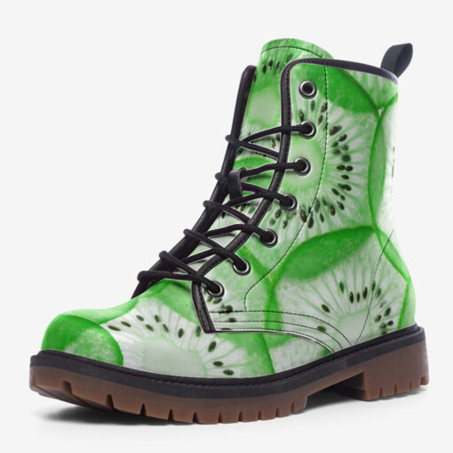 Green Sliced Kiwi Trendy Leather Boots - Image 3