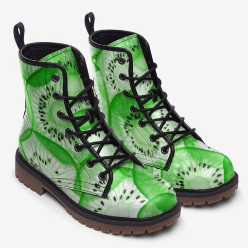 Green Sliced Kiwi Trendy Leather Boots - Image 2