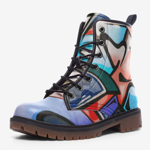 Graffiti Art Wall Trendy Leather Boots - Image 3