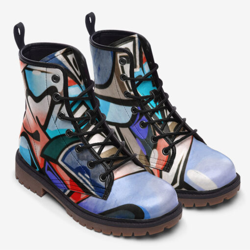 Graffiti Art Wall Trendy Leather Boots - Image 2