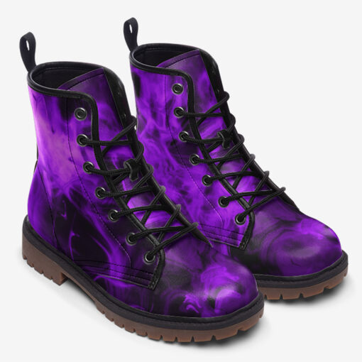 Violet Neon Smoke Trendy Leather Boots - Image 2