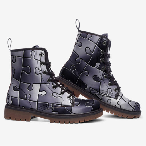 Puzzle Pattern Trendy Leather Boots