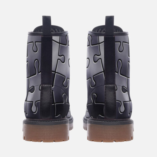 Puzzle Pattern Trendy Leather Boots - Image 4