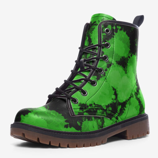 Green Paint Blots Trendy Leather Boots - Image 3