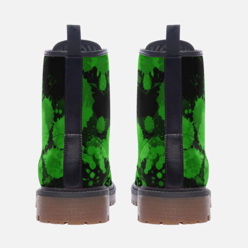 Green Paint Blots Trendy Leather Boots - Image 4