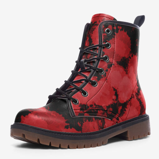 Red Paint Blots Trendy Leather Boots - Image 3