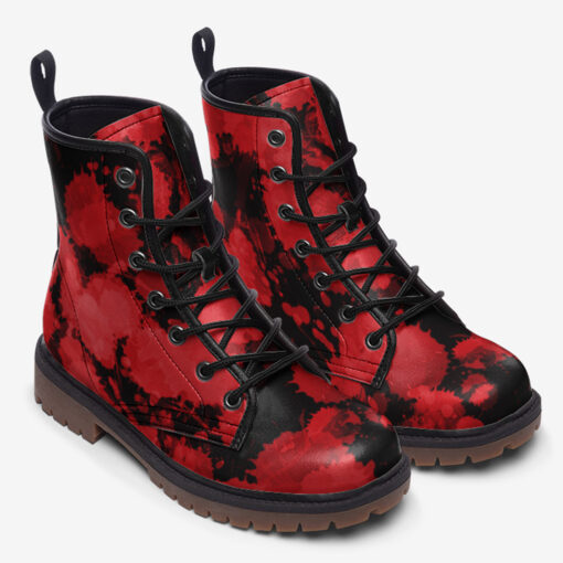 Red Paint Blots Trendy Leather Boots - Image 2