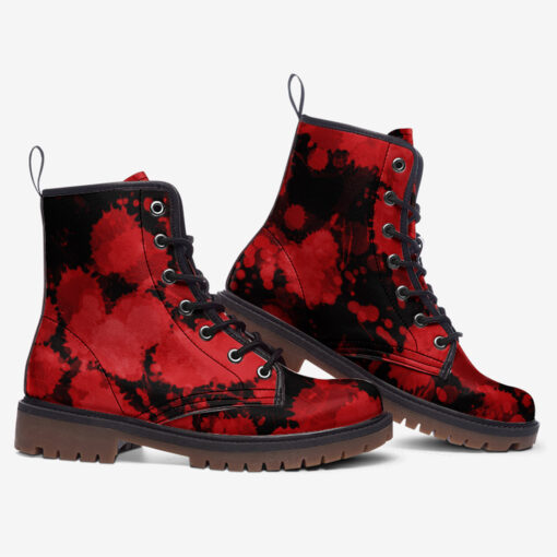 Red Paint Blots Trendy Leather Boots