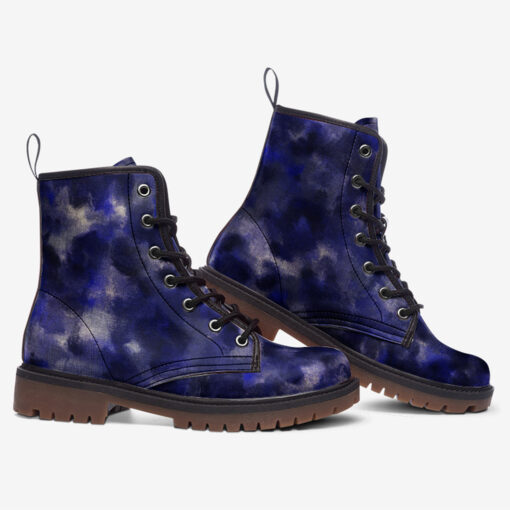 Blue Camouflage Trendy Leather Boots