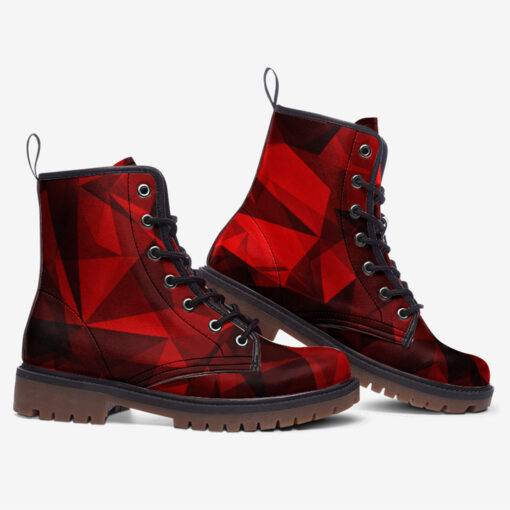 Red Polygons Trendy Leather Boots