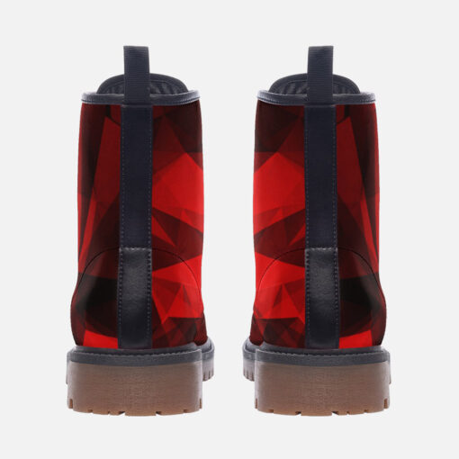 Red Polygons Trendy Leather Boots - Image 4