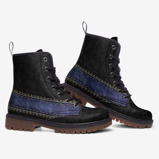 Skin Texture Blue Stripe Trendy Leather Boots