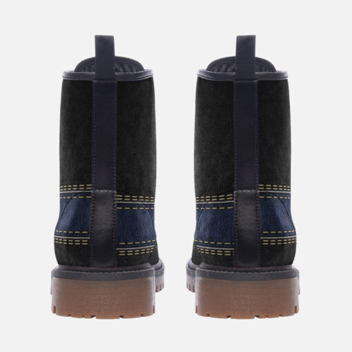 Skin Texture Blue Stripe Trendy Leather Boots - Image 4