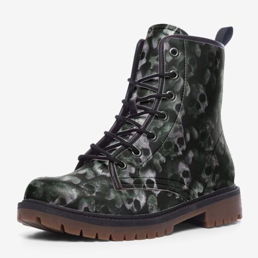 Grunge Skulls Pattern Trendy Leather Boots - Image 3