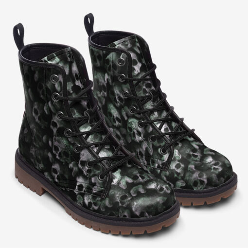 Grunge Skulls Pattern Trendy Leather Boots - Image 2