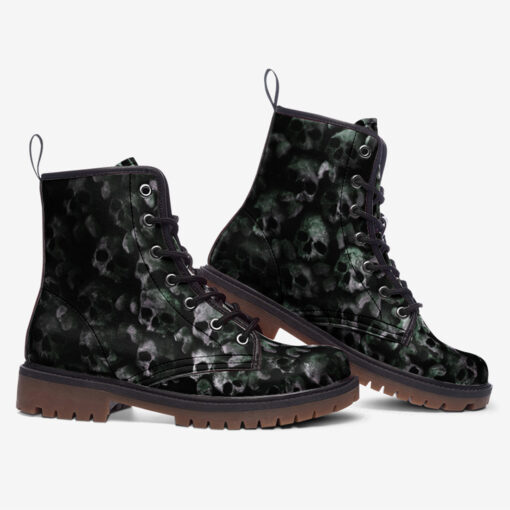 Grunge Skulls Pattern Trendy Leather Boots