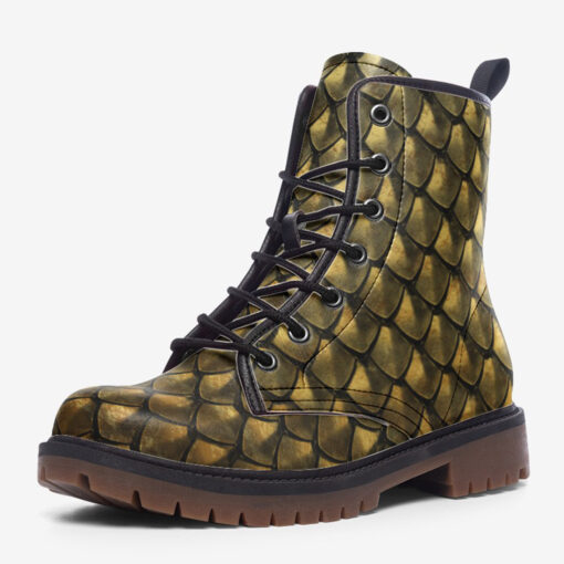 Golden Armor Scales Trendy Leather Boots - Image 3