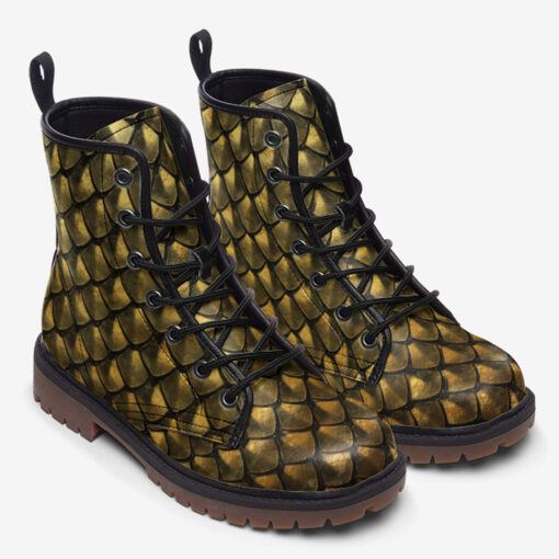 Golden Armor Scales Trendy Leather Boots - Image 2