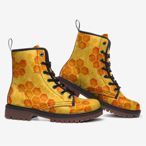 Bee Honeycombs Trendy Leather Boots