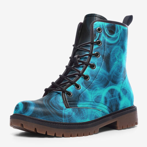 Blue Neon Waves Trendy Leather Boots - Image 3